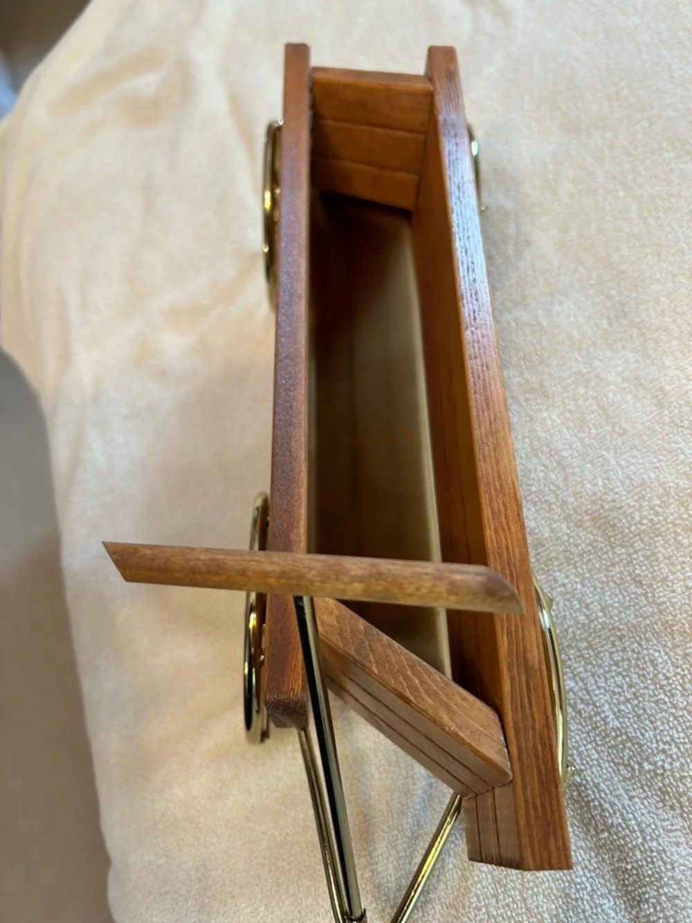 Home Interiors Wooden Wagon Wall Shelf with Brass-Tone Wheels